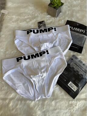 PUMP! Men's White Mesh Brief Underwear Pair Size Medium